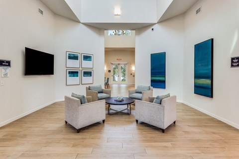the lobby at the bradley braddock road station apartments