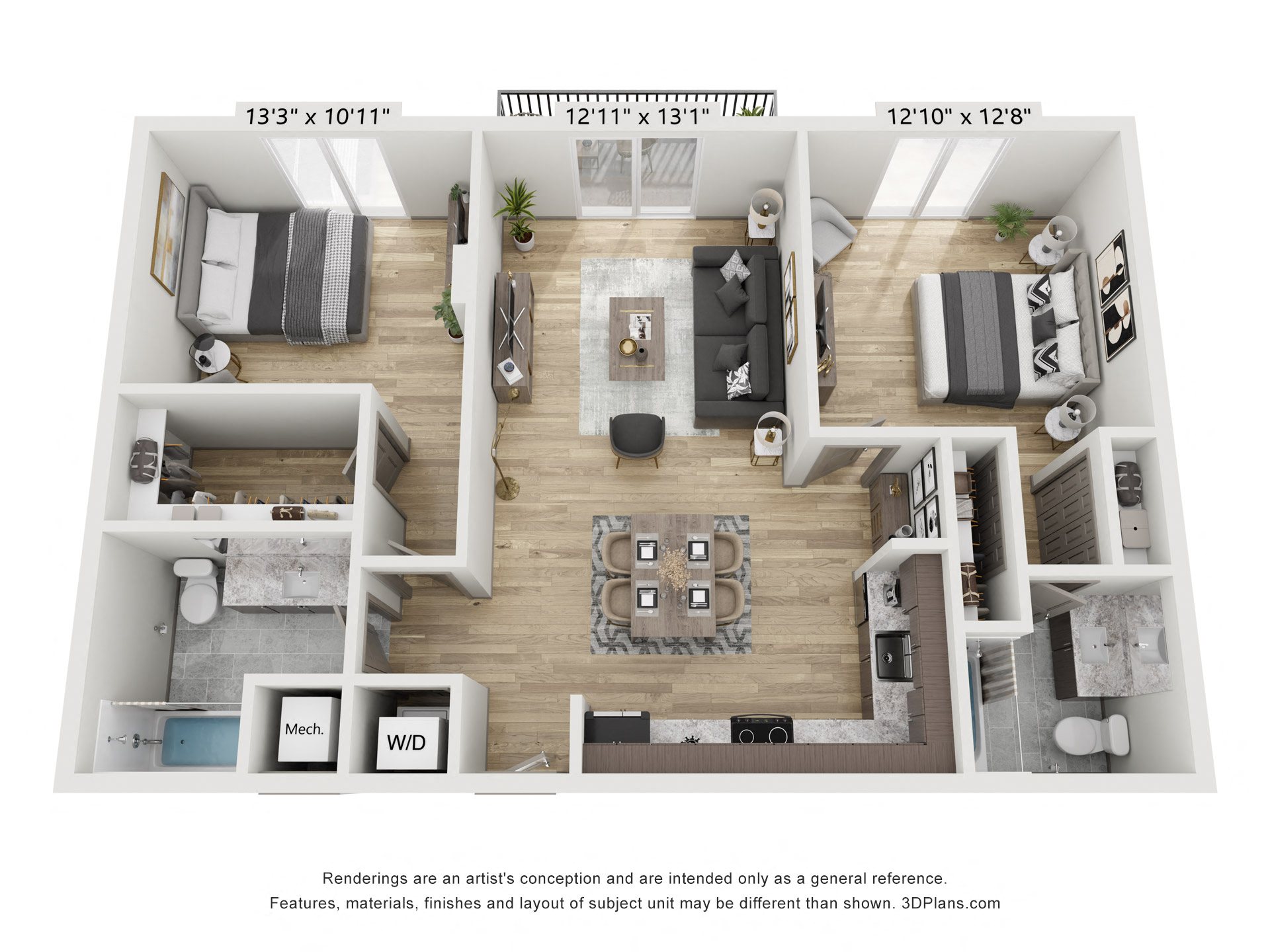a 1 bedroom floorplan is shown in this image