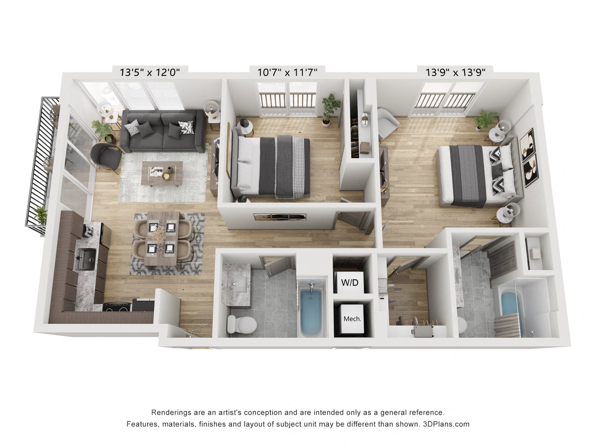 a 1 bedroom floorplan is shown with an open floor plan