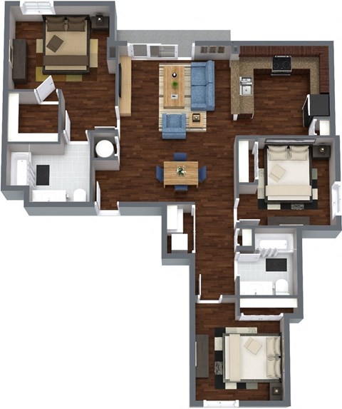 a floor plan of a house with a wooden floor