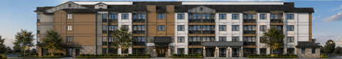 A large, multi-story building with a mix of beige, brown, and white exterior walls.