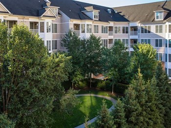 4th story shot of winding pathway on green grass, at Prospect Place, NJ - Photo Gallery 3
