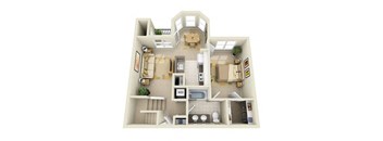 1 BR1 BA Den Loft Floor Plan at Prospect Place, Hackensack