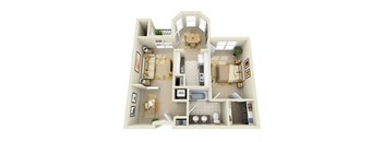 1 BR1 BA Den Floor Plan at Prospect Place, New Jersey, 07601