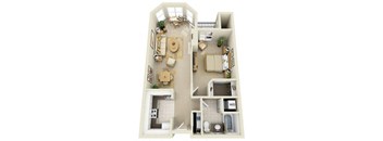 1BR1BA Floor Plan at Prospect Place, Hackensack, 07601