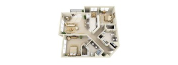 2 BRD Floor Plan at Prospect Place, New Jersey