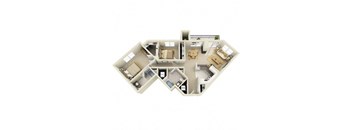 2 BRF Floor Plan at Prospect Place, Hackensack, 07601