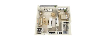 1 BR 1 BA Floor Plan at Prospect Place, Hackensack, New Jersey