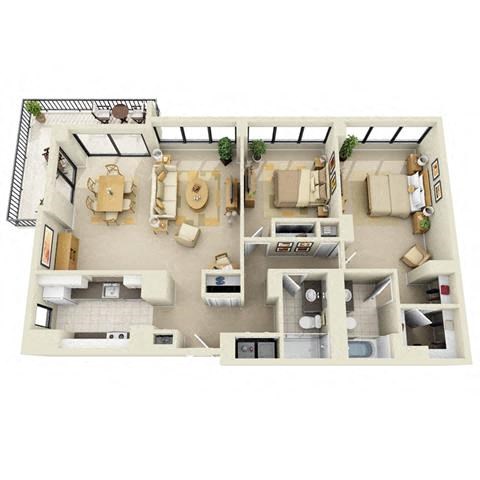 2BRAE Floor Plan at Prospect Place, Hackensack