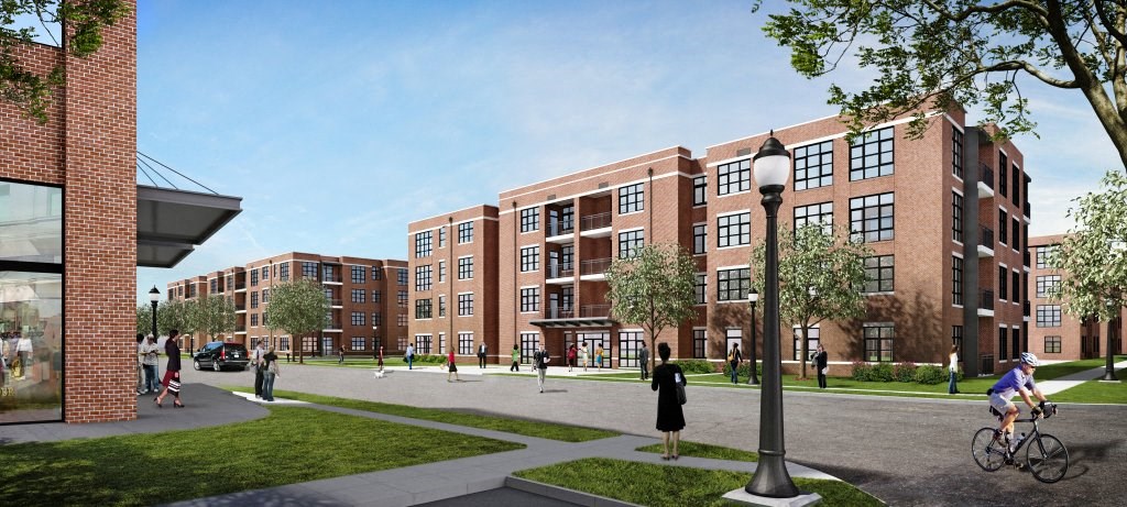 a computer generated image of a large brick building with many windows  at The Sheffield Englewood, Englewood, NJ