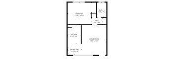 A floor plan of a house with labeled rooms and their dimensions.