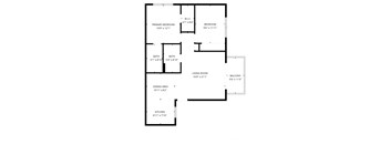 A black and white image of a floor plan for a home.