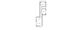 A floor plan of a home with a living room, dining room, kitchen, bath, and bedroom.