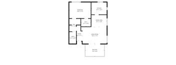 A floor plan of a house with labeled rooms and their dimensions.