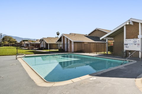 A swimming pool in a residential area.