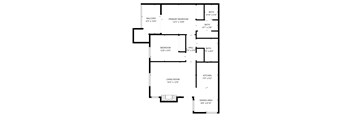 A black and white image of a floor plan for a house.