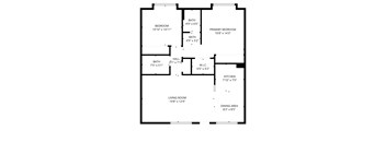 A black and white image of a floor plan for a house.