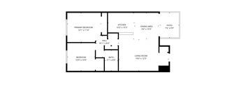 A black and white image of a floor plan for a house.