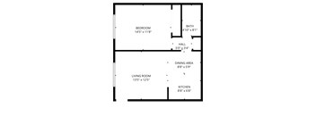 A floor plan of a house with labeled rooms and their dimensions.