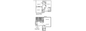 A drawing of a house with a first and second floor plan.