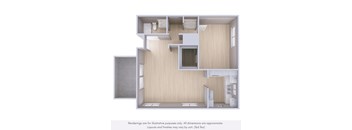 A 3D rendering of a modern, minimalist interior design with wooden walls and white furniture.