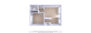 A 3D rendering of a modern, minimalist interior with wooden walls and white furniture.
