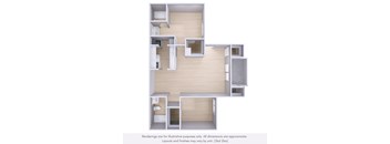 A diagram of a house layout with rooms and doors.