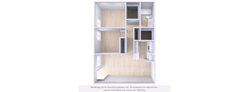 A diagram of a house layout with rooms and furniture.