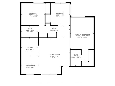 A black and white image of a floor plan for a house.