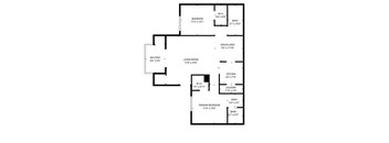 A black and white image of a floor plan for a house.