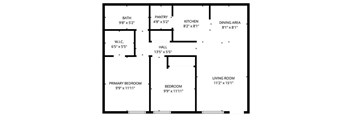 A black and white image of a floor plan for a house.