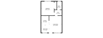 A floor plan of a house with labeled rooms and their dimensions.