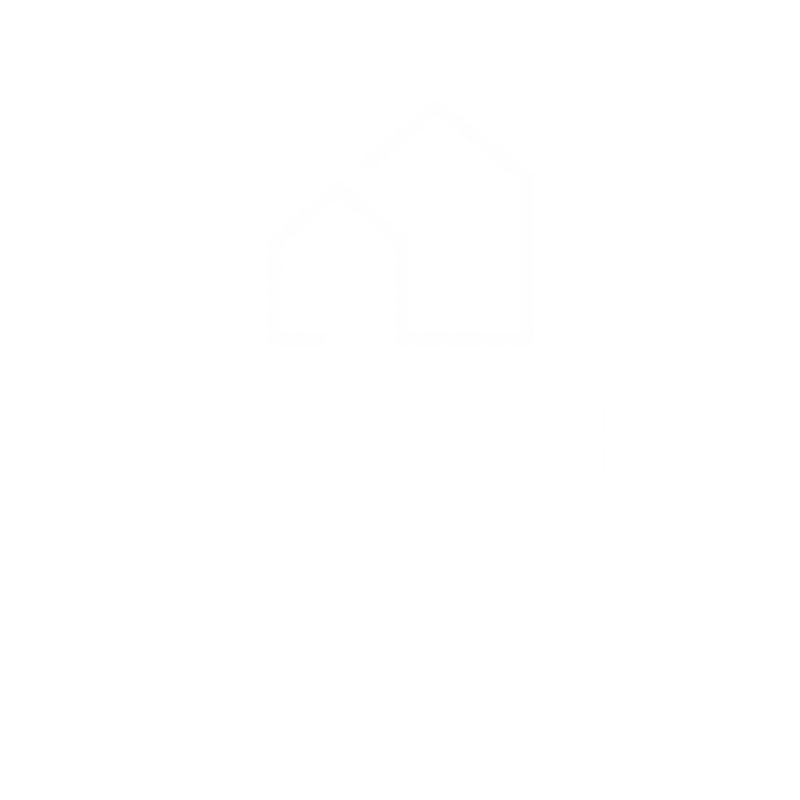 A black and white image of a logo for Southwest Pointe Apartments.