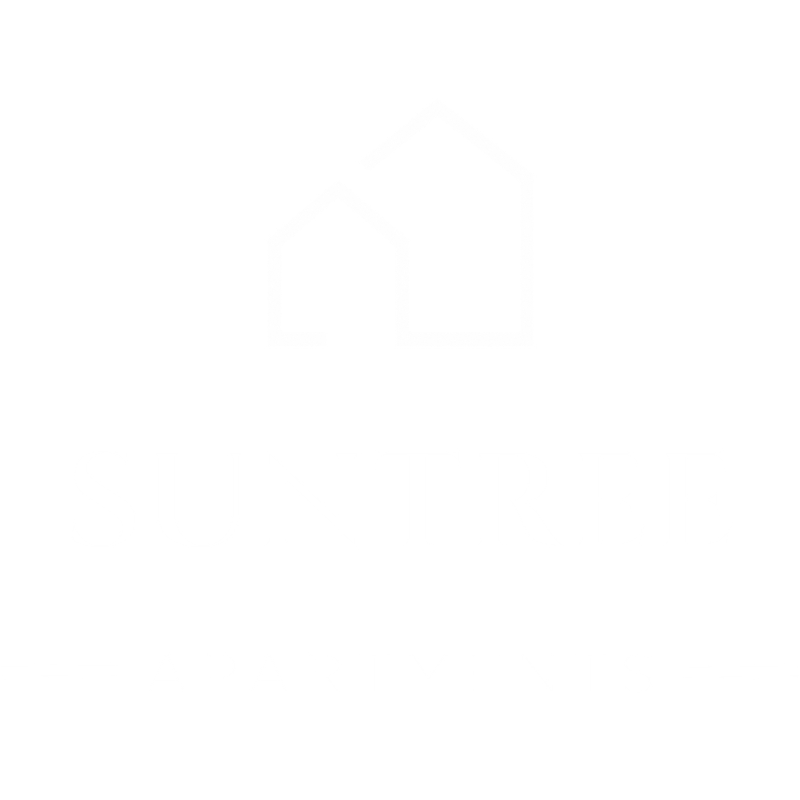 A black and white image of a logo for Suntree Apartments.