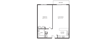 Taymil Andover Place 1 Bedroom 1 Bathroom B Floor Plan