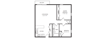 Taymil Andover Place 2 Bedroom 1 Bathroom B Floor Plan