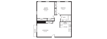 Taymil Andover Place 2 Bedroom 1 Bathroom D Floor Plan