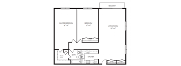 Taymil Andover Place 2 Bedroom 1 Bathroom E Floor Plan