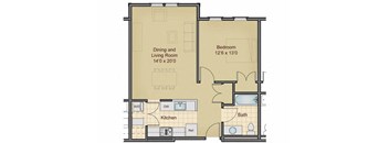 Taymil Burnham 1 Bedroom 1 Bathroom Floor Plan