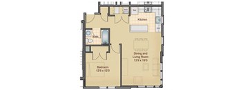Taymil Burnham 1 Bedroom 1 Bathroom Floor Plan