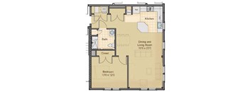 Taymil Burnham 1 Bedroom 1 Bathroom Floor Plan