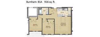 Taymil Burnham 2 Bedroom 1 Bathroom Floor Plan