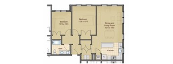 Taymil Burnham 2 Bedroom 1 Bathroom Floor Plan