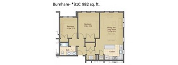 Taymil Burnham 2 Bedroom 1 Bathroom Floor Plan