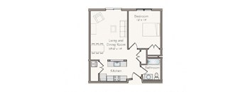 Taymil Enterprise 1 Bedroom 1 Bathroom Floor Plan
