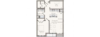 Taymil Enterprise 1 Bedroom 1 Bathroom Floor Plan