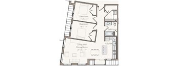 Taymil Enterprise 2 Bedroom 1 Bathroom Floor Plan
