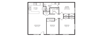 Taymil Andover Place 3 Bedroom 1.5 Bathroom Floor Plan
