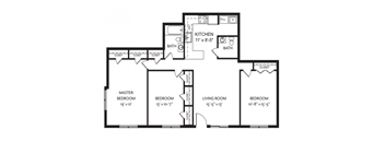 Taymil Andover Place 3 Bedroom 2 Bathroom A Floor Plan