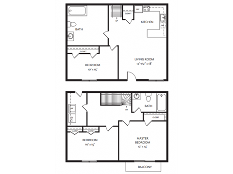 Taymil Andover Place 3 Bedroom 2 Bathroom Townhouse Floor Plan